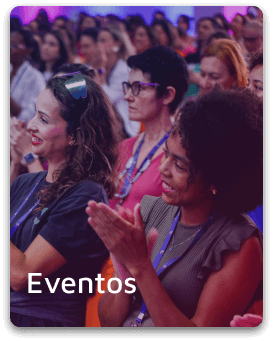 Imagem de uma plateia de mulheres com o título "eventos"